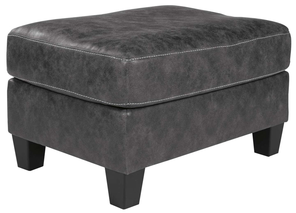 Rectangular Ottoman With Tapered Block Legs And Jumbo Stitching, Gray By Benzara | Ottomans |  Modishstore  - 5
