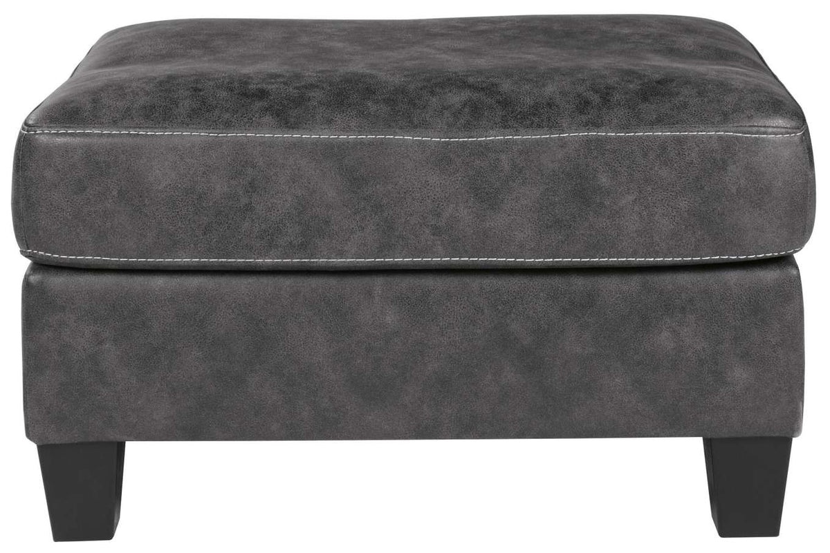 Rectangular Ottoman With Tapered Block Legs And Jumbo Stitching, Gray By Benzara | Ottomans |  Modishstore 