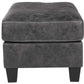 Rectangular Ottoman With Tapered Block Legs And Jumbo Stitching, Gray By Benzara | Ottomans |  Modishstore  - 2