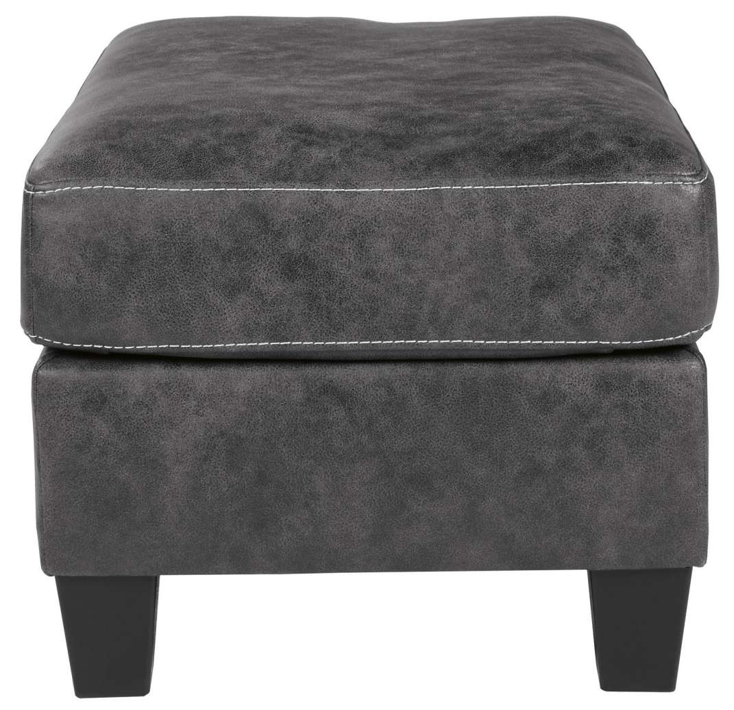 Rectangular Ottoman With Tapered Block Legs And Jumbo Stitching, Gray By Benzara | Ottomans |  Modishstore  - 2