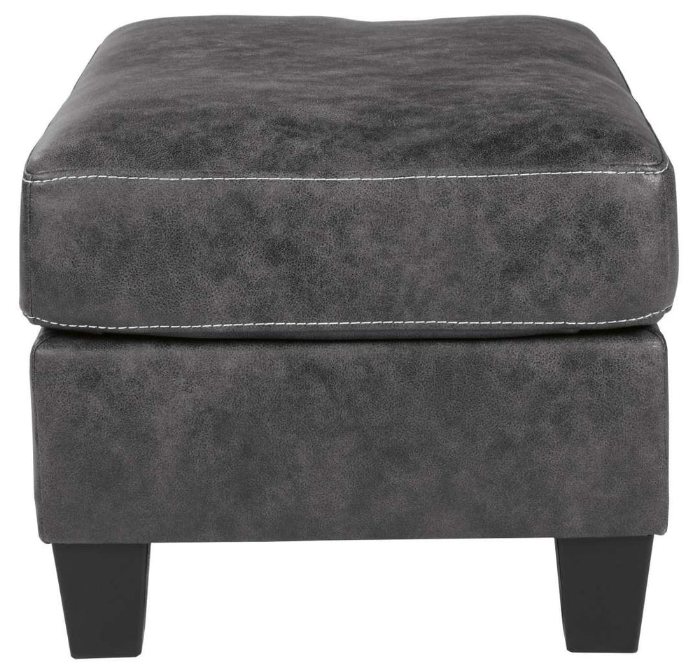 Rectangular Ottoman With Tapered Block Legs And Jumbo Stitching, Gray By Benzara | Ottomans |  Modishstore  - 2