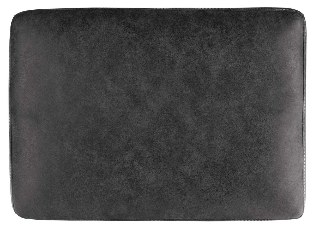 Rectangular Ottoman With Tapered Block Legs And Jumbo Stitching, Gray By Benzara | Ottomans |  Modishstore  - 4