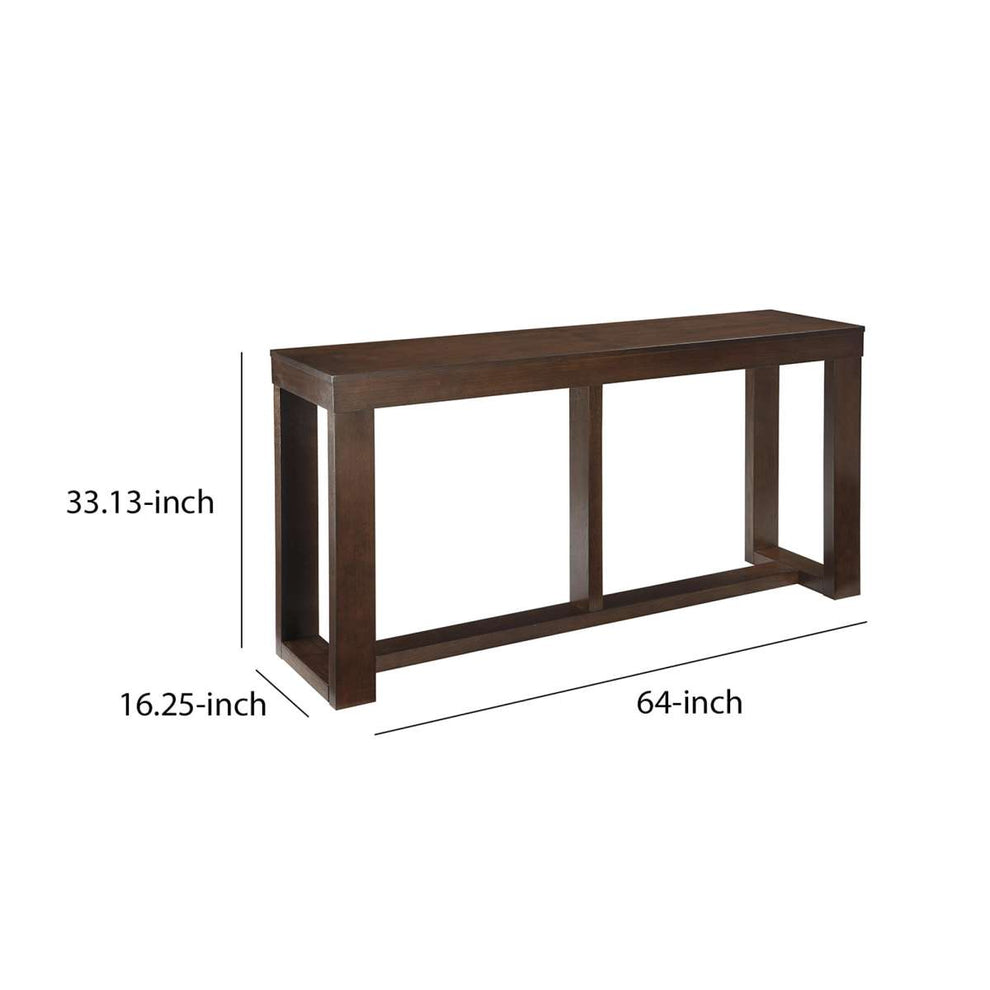 Rectangular Wooden Sofa Table With Sled Base, Espresso Brown By Benzara | Console Tables |  Modishstore  - 2