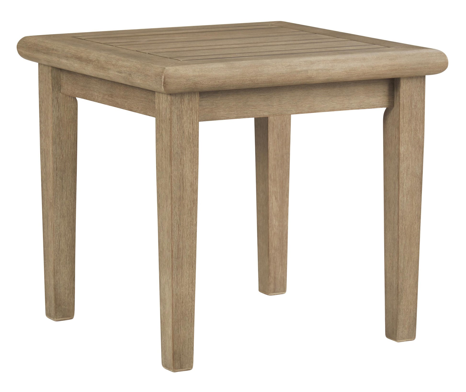 Square Wooden Frame End Table With Plank Tabletop, Teak Brown By Benzara | End Tables | Modishstore