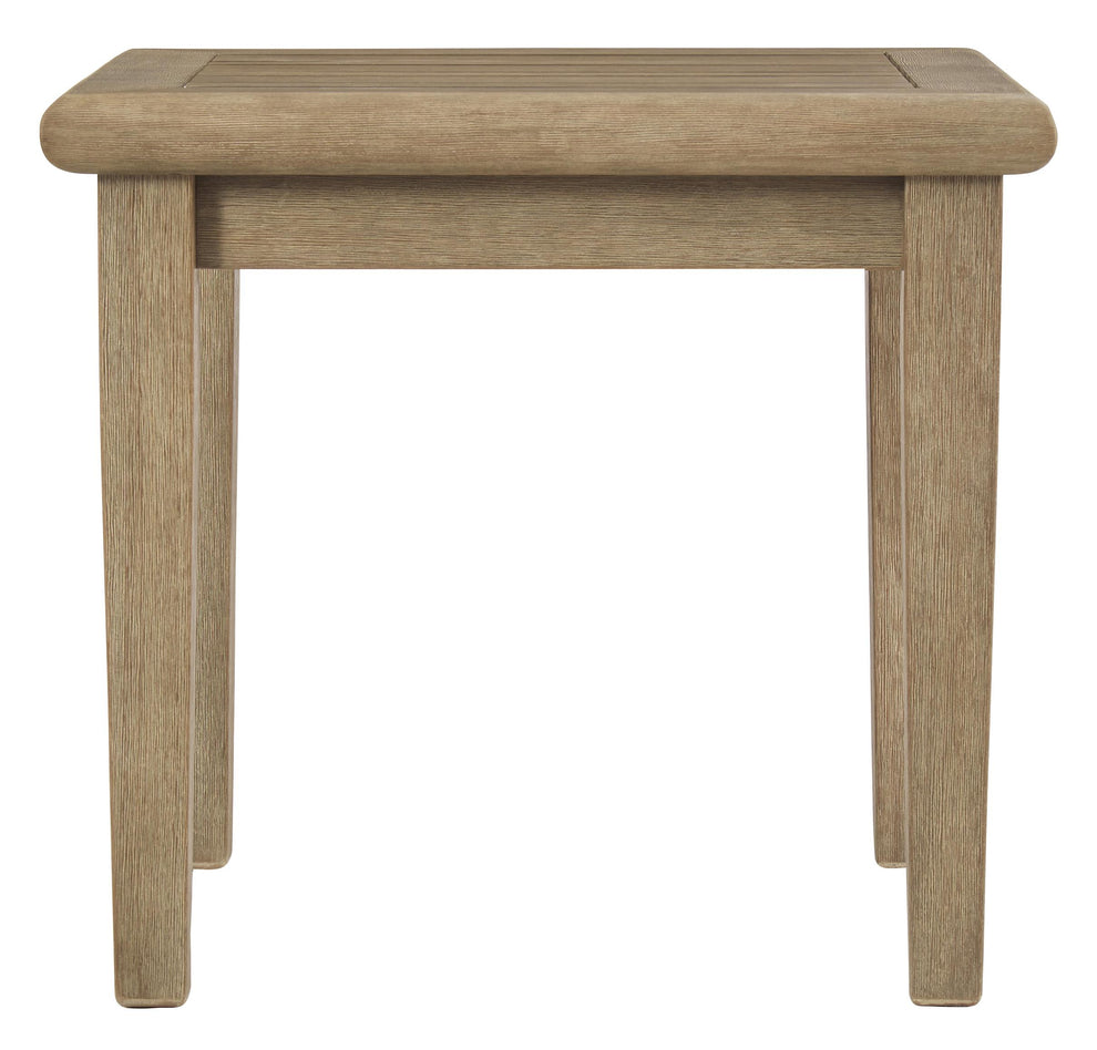 Square Wooden Frame End Table With Plank Tabletop, Teak Brown By Benzara | End Tables | Modishstore - 4