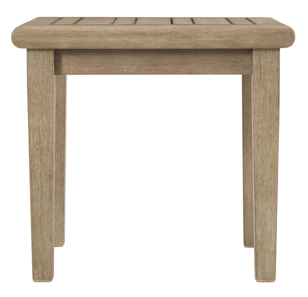 Square Wooden Frame End Table With Plank Tabletop, Teak Brown By Benzara | End Tables | Modishstore - 3