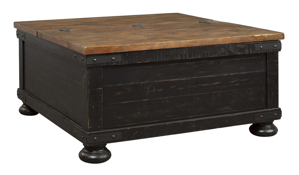 Square Wooden Lift Top Cocktail Table With Trunk Storage, Brown And Black By Benzara | Coffee Tables | Modishstore - 4