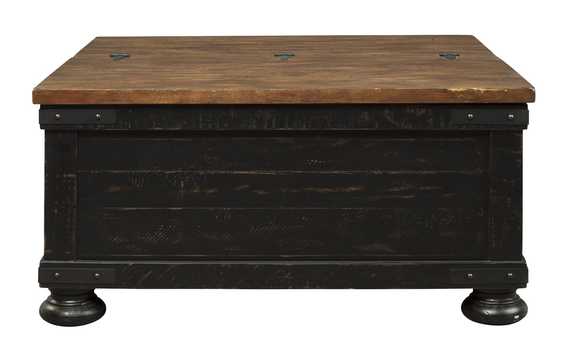 Square Wooden Lift Top Cocktail Table With Trunk Storage, Brown And Black By Benzara | Coffee Tables | Modishstore