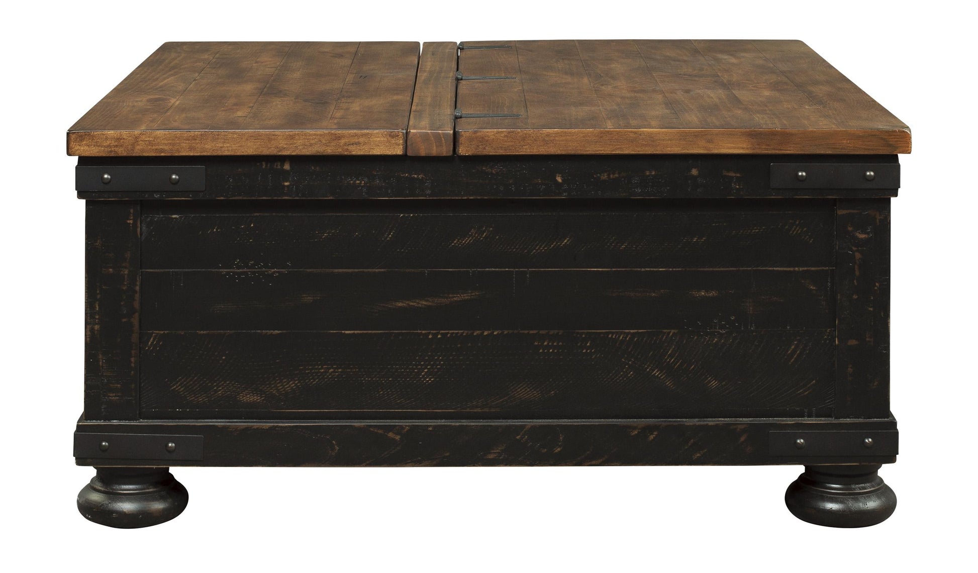 Square Wooden Lift Top Cocktail Table With Trunk Storage, Brown And Black By Benzara | Coffee Tables | Modishstore - 3