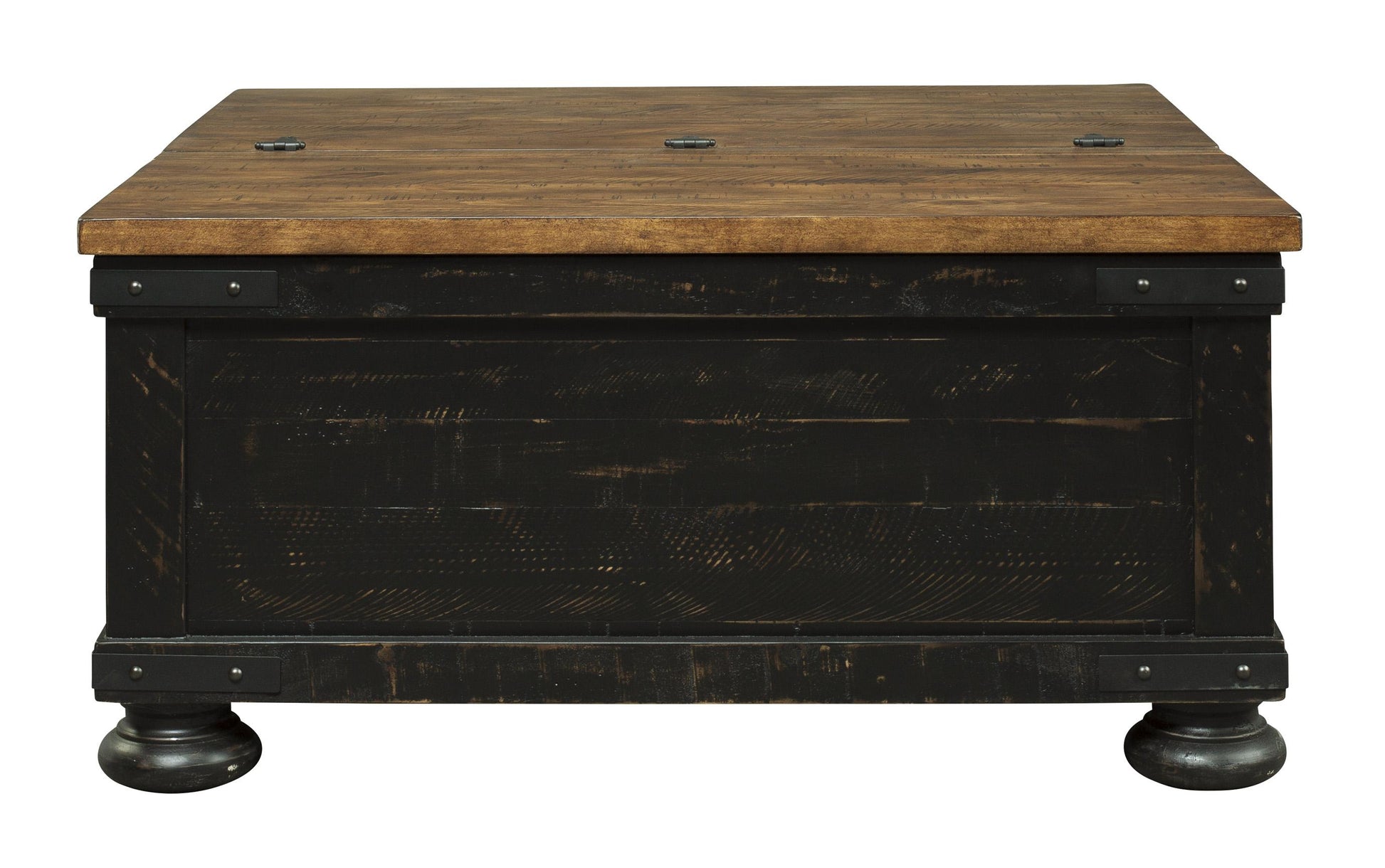 Square Wooden Lift Top Cocktail Table With Trunk Storage, Brown And Black By Benzara | Coffee Tables | Modishstore - 2