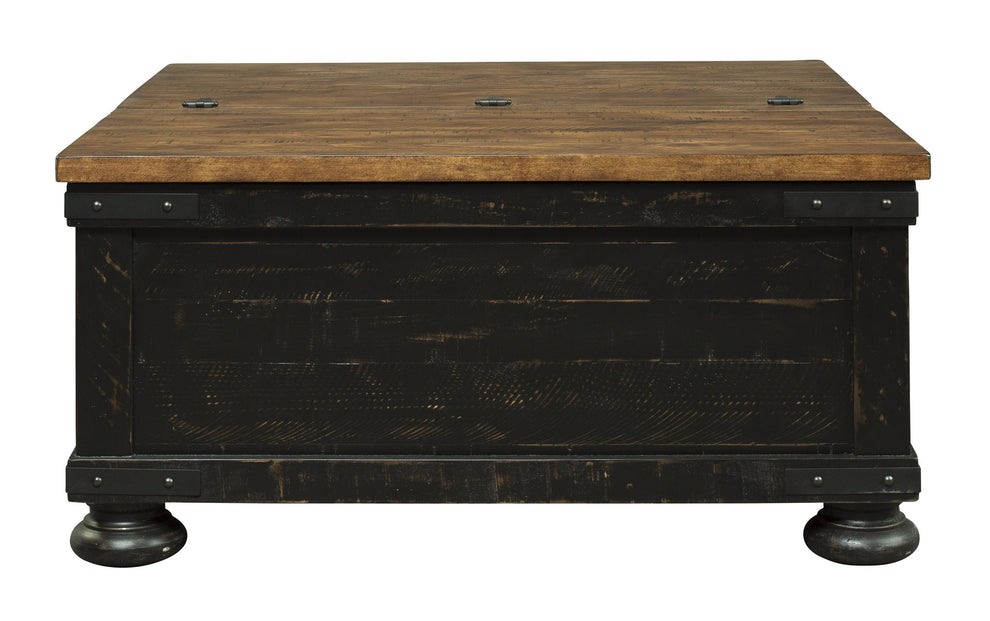 Square Wooden Lift Top Cocktail Table With Trunk Storage, Brown And Black By Benzara | Coffee Tables | Modishstore - 2