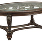 Traditional Wooden Oval Cocktail Table With Glass Top And Bun Feet, Brown By Benzara | Coffee Tables | Modishstore - 2