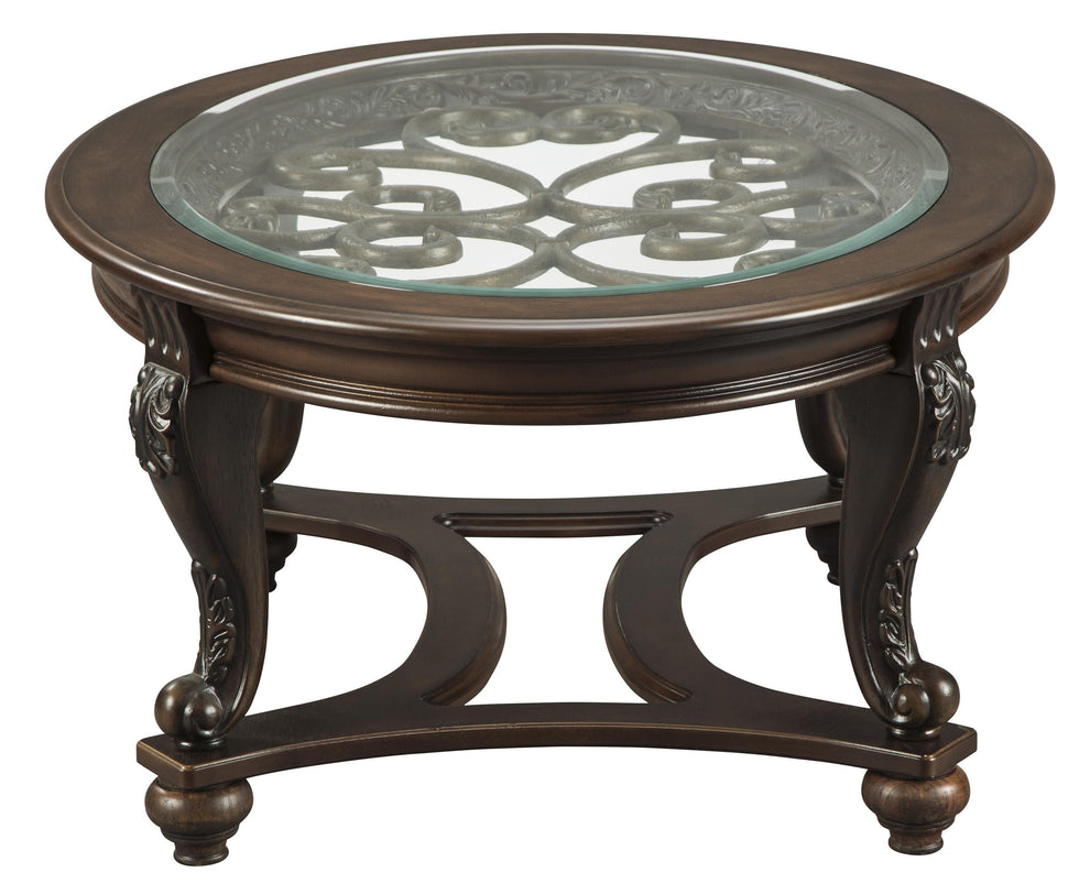 Traditional Wooden Oval Cocktail Table With Glass Top And Bun Feet, Brown By Benzara | Coffee Tables | Modishstore - 4