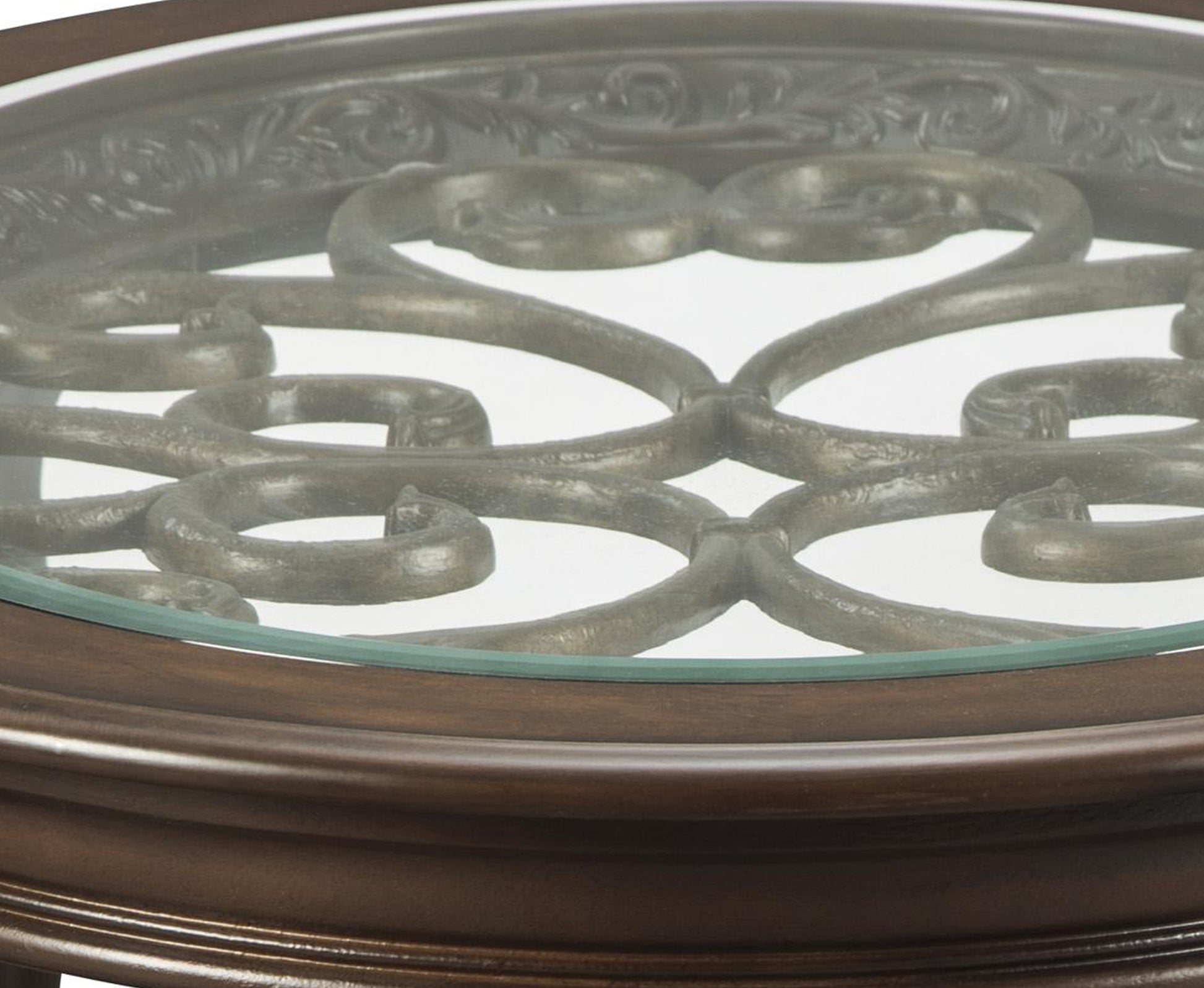 Traditional Wooden Oval Cocktail Table With Glass Top And Bun Feet, Brown By Benzara | Coffee Tables | Modishstore - 3