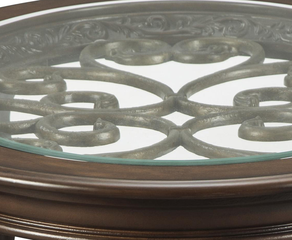 Traditional Wooden Oval Cocktail Table With Glass Top And Bun Feet, Brown By Benzara | Coffee Tables | Modishstore - 3