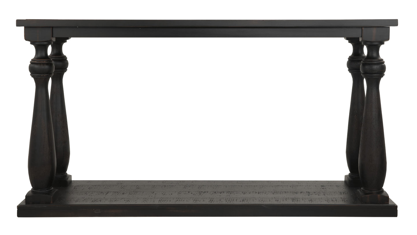 Wire Brush Wooden Frame Sofa Table With Turned Legs, Antique Black By Benzara | End Tables | Modishstore - 4