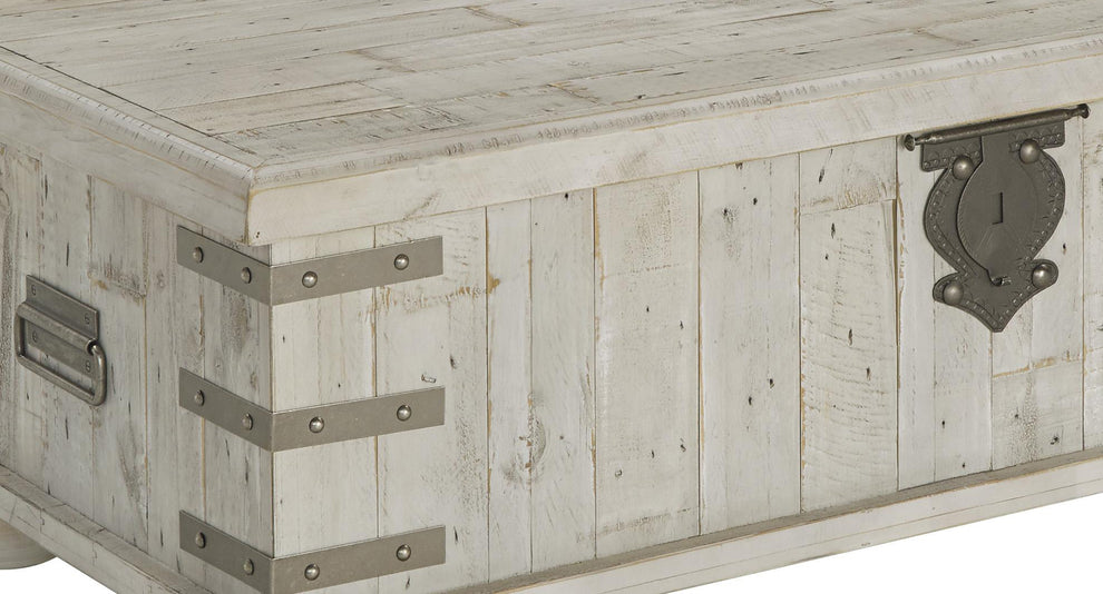 Wooden Lift Top Cocktail Table With Metal Handles And Bun Feet, White By Benzara | Coffee Tables | Modishstore - 4