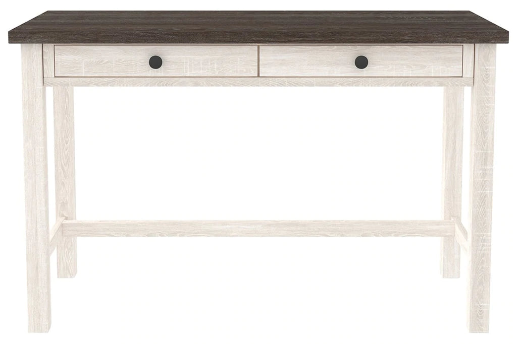 Wooden Writing Desk With Block Legs And 2 Storage Drawers, Gray And White By Benzara | Desks |  Modishstore 
