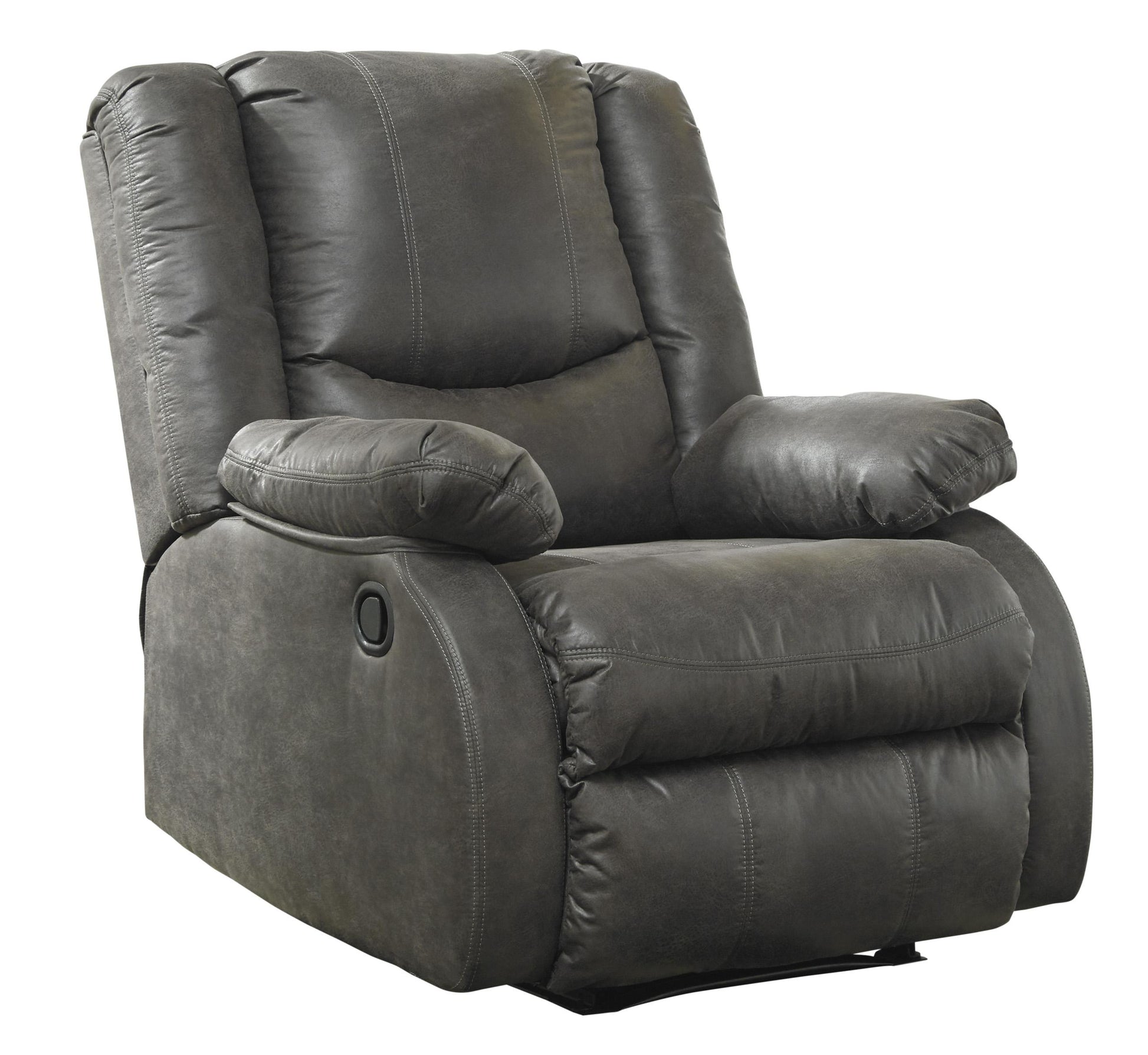 Wooden Zero Wall Recliner With Pillow Top Arms And Tufted Back, Gray By Benzara | Chairs & Recliners | Modishstore