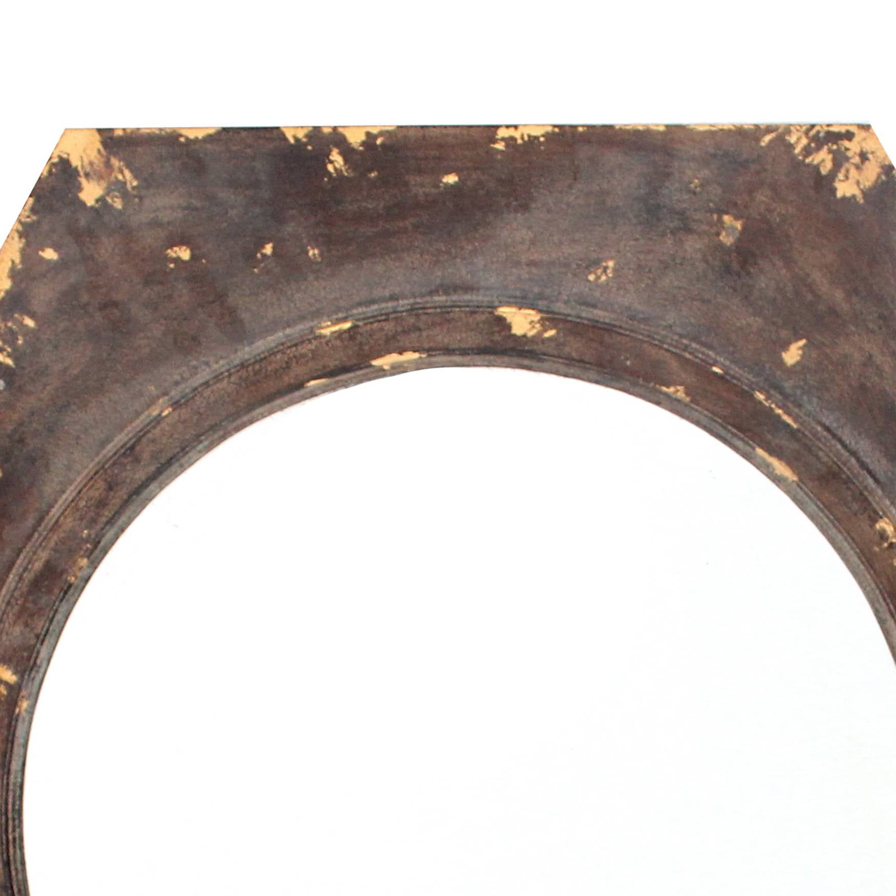 Rustic Style Wooden Wall Mirror With Hexagonal Frame, Silver And Brown By Benzara | Mirrors |  Modishstore  - 2