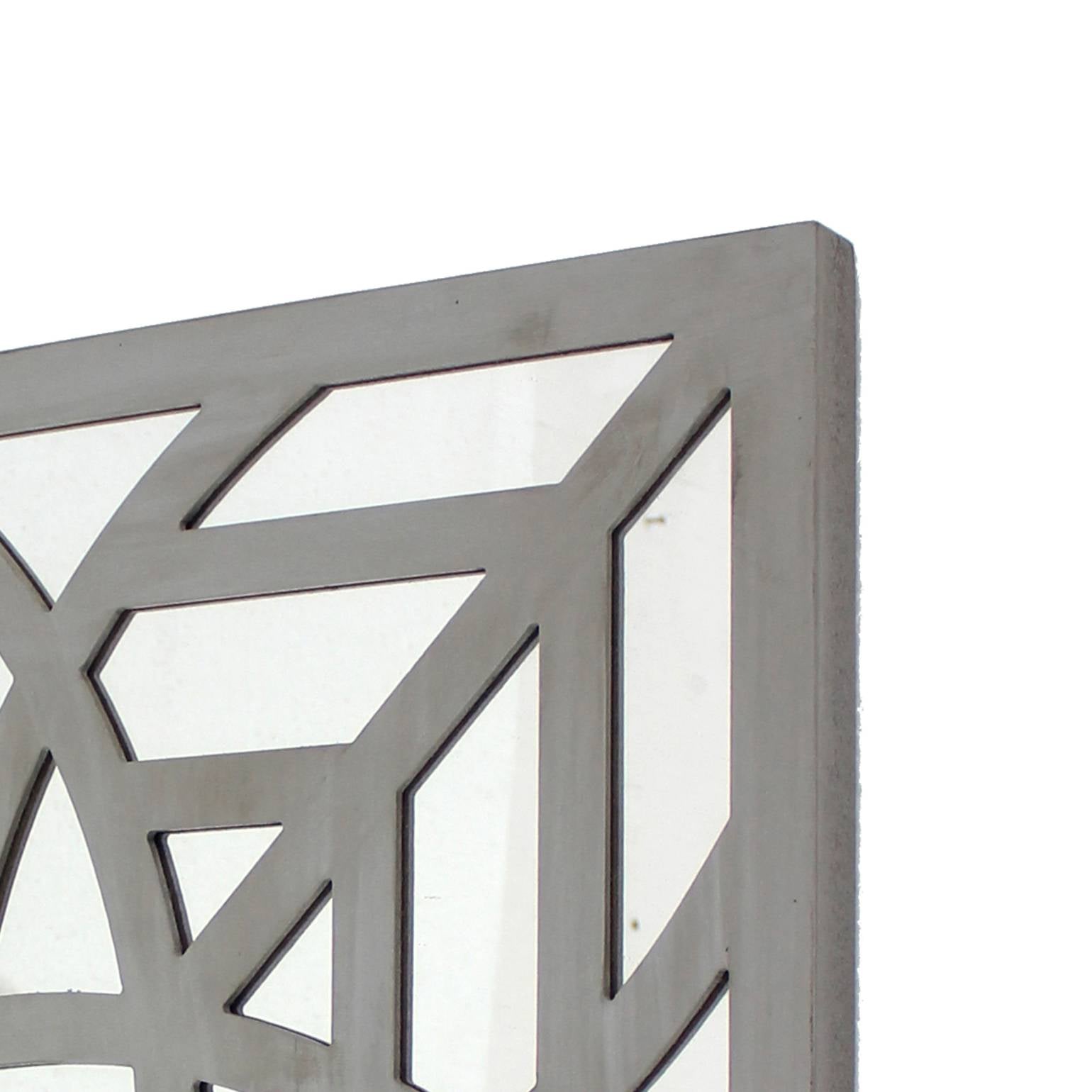 Mirrored Wall Decor With Decorative Geometric Design, Gray And Silver By Benzara | Wall Decor |  Modishstore  - 5