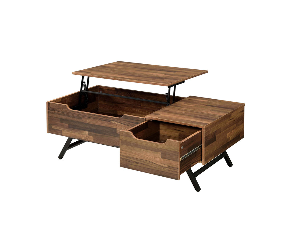 Wooden Coffee Table With Lift Top Storage And 1 Drawer, Walnut Brown By Benzara | Coffee Tables |  Modishstore  - 2