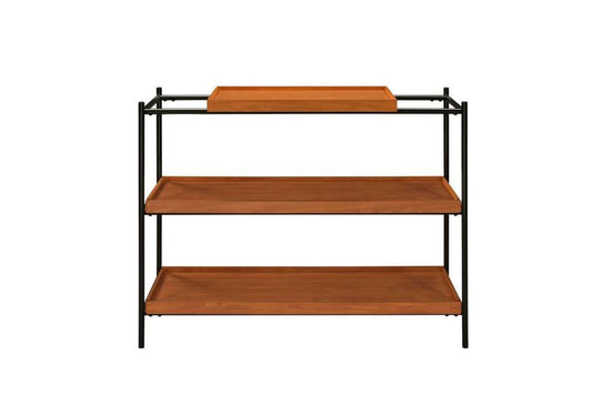 Rectangular Wooden Top Metal Frame Sofa Table, Oak Brown And Black By Benzara | Console Tables |  Modishstore 