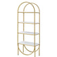 Arched Metal Frame Wooden Bookshelf With 4 Open Compartments,White And Gold By Benzara | Bookcases |  Modishstore  - 6