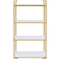 Arched Metal Frame Wooden Bookshelf With 4 Open Compartments,White And Gold By Benzara | Bookcases |  Modishstore  - 2