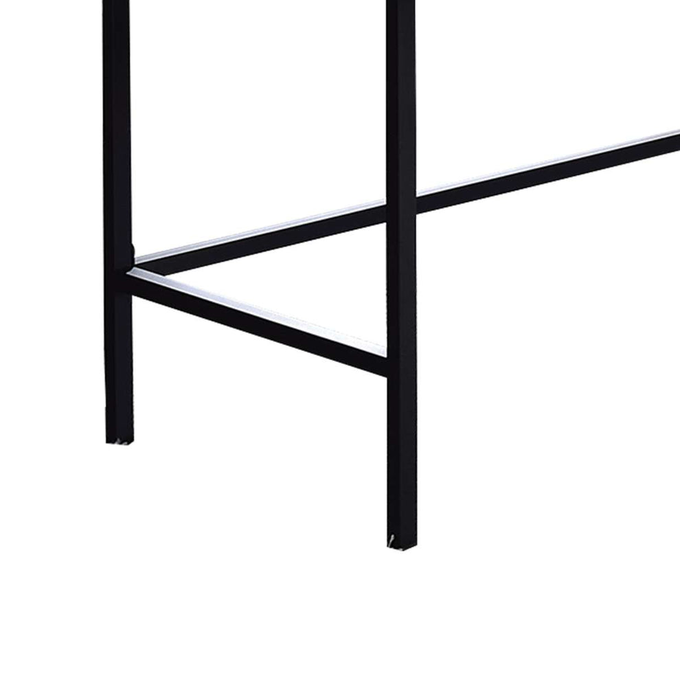 Wooden Desk With 2 Drawers And Metal Frame, Washed White And Black By Benzara | Desks |  Modishstore  - 5