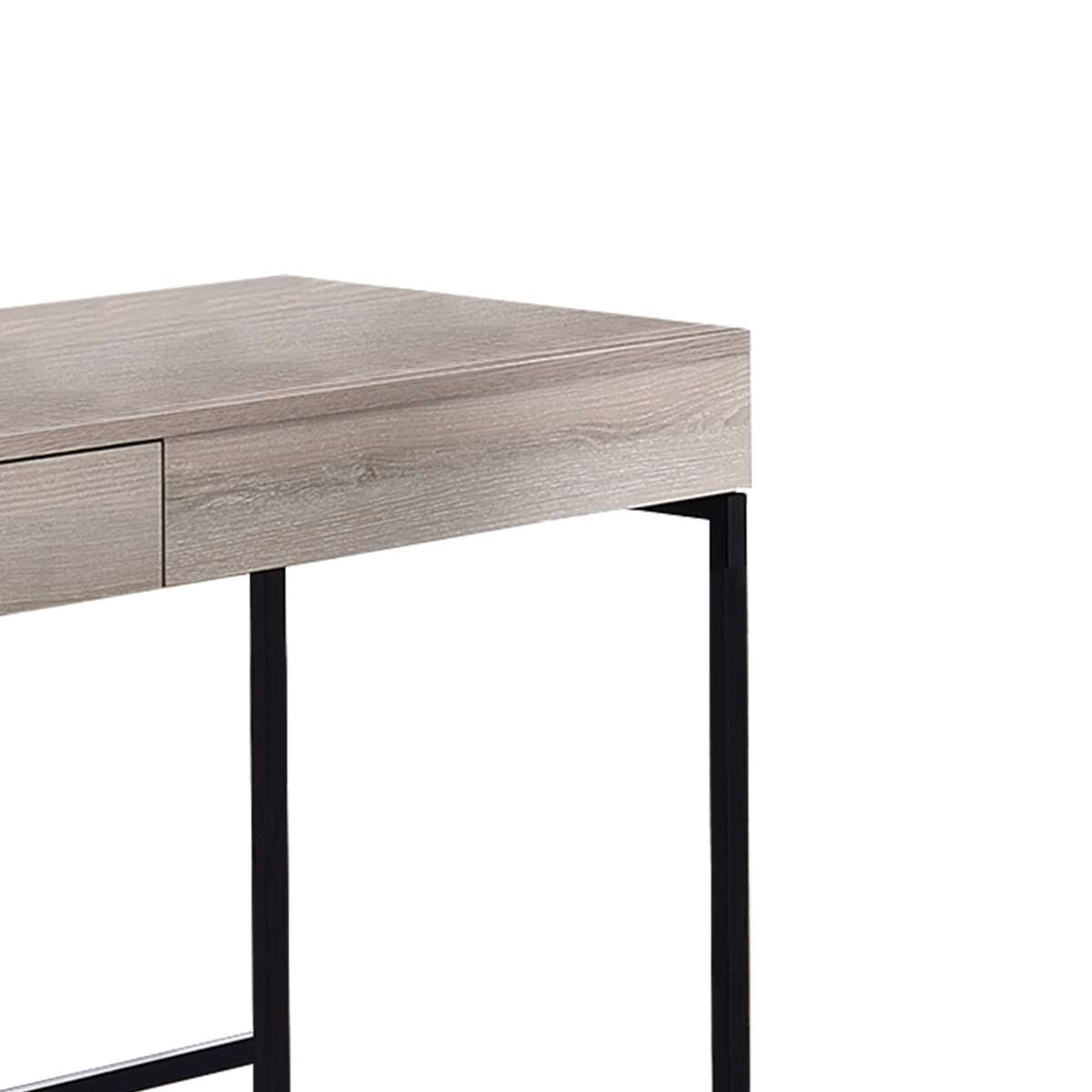 Wooden Desk With 2 Drawers And Metal Frame, Washed White And Black By Benzara | Desks |  Modishstore  - 4