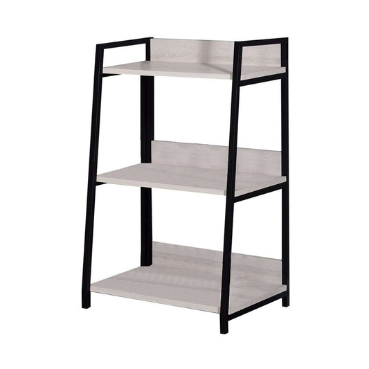 Wooden Bookshelf With 3 Open Compartments, Washed White And Black By Benzara | Bookcases |  Modishstore 