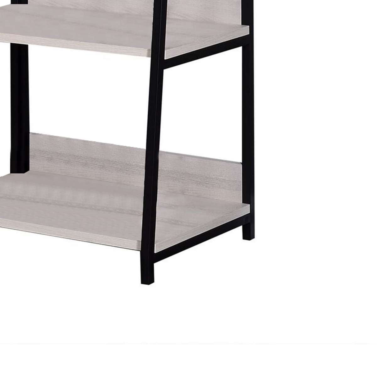 Wooden Bookshelf With 3 Open Compartments, Washed White And Black By Benzara | Bookcases |  Modishstore  - 5
