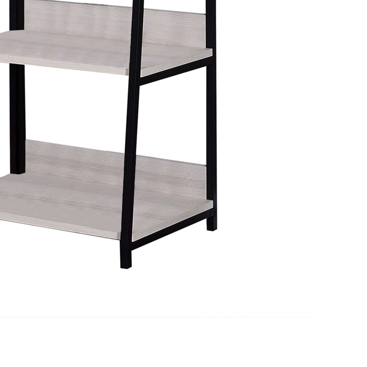 Wooden Frame Bookshelf With 5 Open Compartments, Washed White And Black By Benzara | Bookcases |  Modishstore  - 4