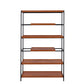 5 Tier Wooden Bookshelf With Open Metal Frame, Oak Brown And Black By Benzara | Bookcases |  Modishstore  - 5