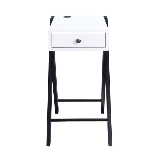 Wooden Frame Side Table With X Shaped Legs And 1 Drawer, White And Black By Benzara | Side Tables |  Modishstore 