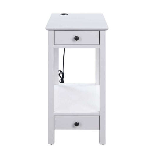 Wooden Frame Side Table With 2 Drawers And 1 Bottom Shelf, White By Benzara | Side Tables |  Modishstore 