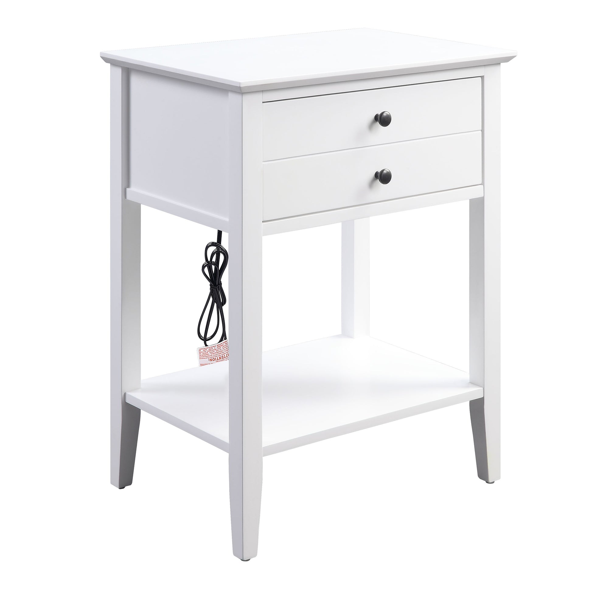 Rectangular Wooden Side Table With 1 Drawer And 1 Bottom Shelf, White By Benzara | End Tables | Modishstore - 5