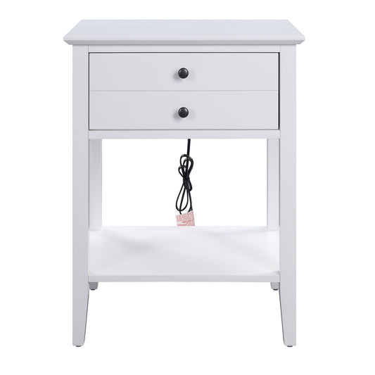 Rectangular Wooden Side Table With 1 Drawer And 1 Bottom Shelf, White By Benzara | End Tables | Modishstore