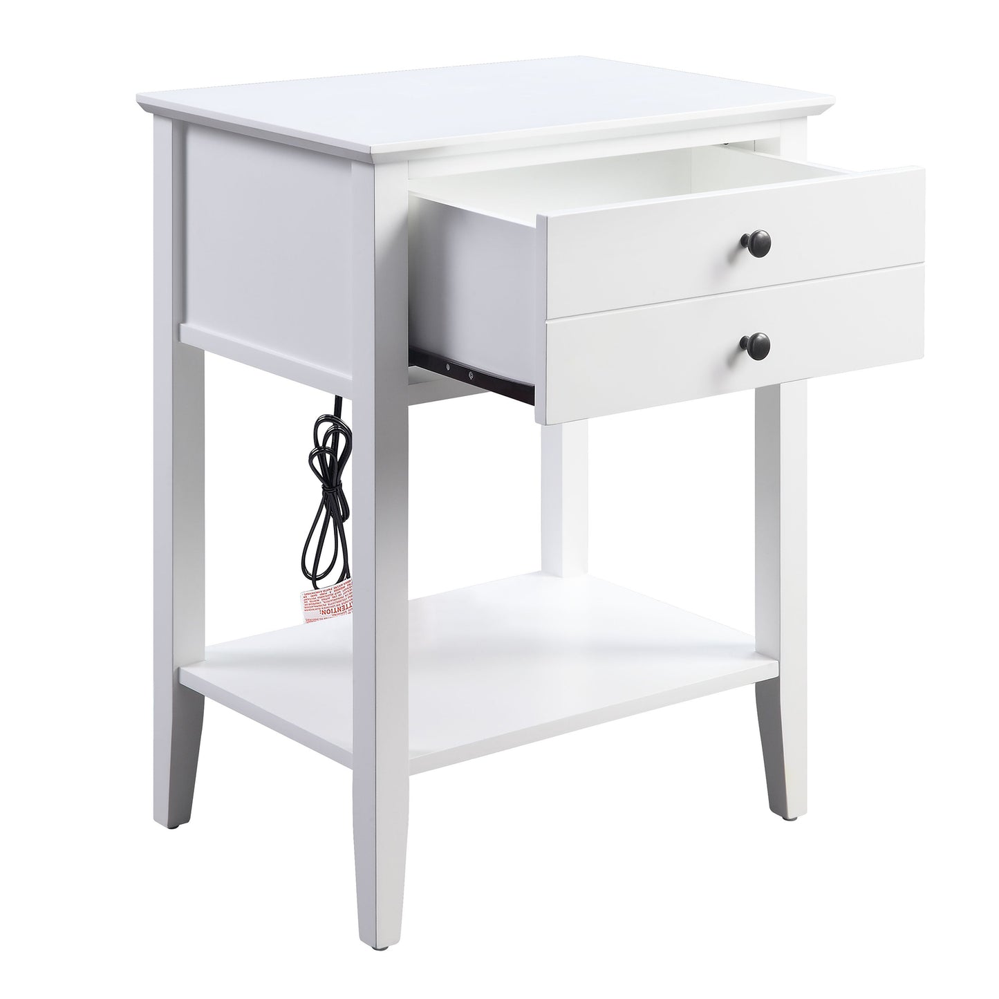 Rectangular Wooden Side Table With 1 Drawer And 1 Bottom Shelf, White By Benzara | End Tables | Modishstore - 4