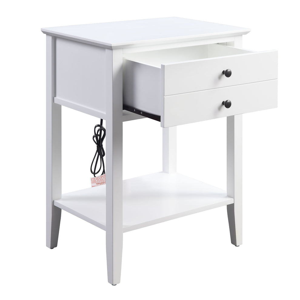Rectangular Wooden Side Table With 1 Drawer And 1 Bottom Shelf, White By Benzara | End Tables | Modishstore - 4