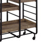 Metal Frame Serving Cart With 3 Open Storage And Casters, Brown And Black By Benzara | Bar Carts |  Modishstore  - 4