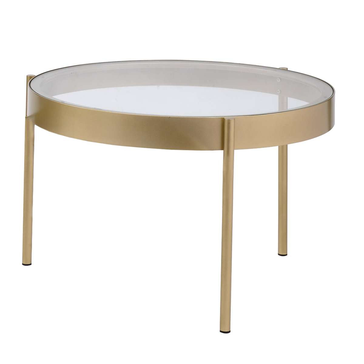 Contemporary Metal And Glass Round Nesting Table, Set Of 2, Gold And Clear By Benzara | Nesting Tables |  Modishstore  - 5