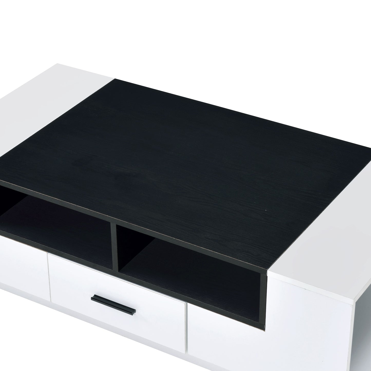 Contemporary Coffee Table With Drawer And Open Compartment, Black And White By Benzara | Coffee Tables | Modishstore - 4