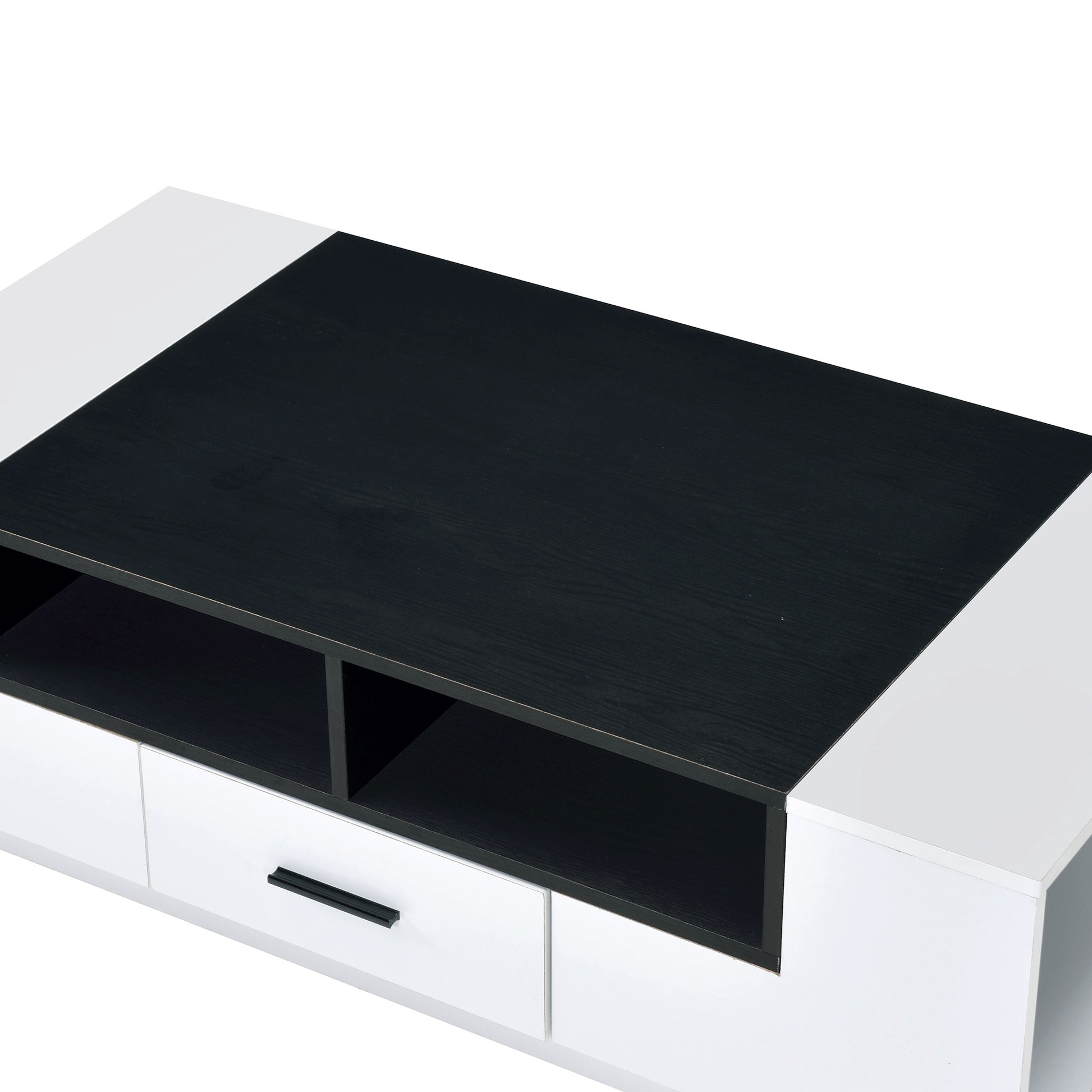 Contemporary Coffee Table With Drawer And Open Compartment, Black And White By Benzara | Coffee Tables | Modishstore - 4