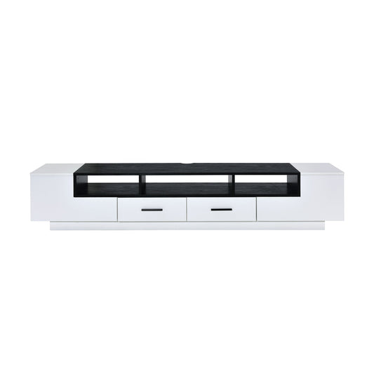 Contemporary 2 Drawer Tv Stand With Media Compartments, Black And White By Benzara | Cabinets | Modishstore