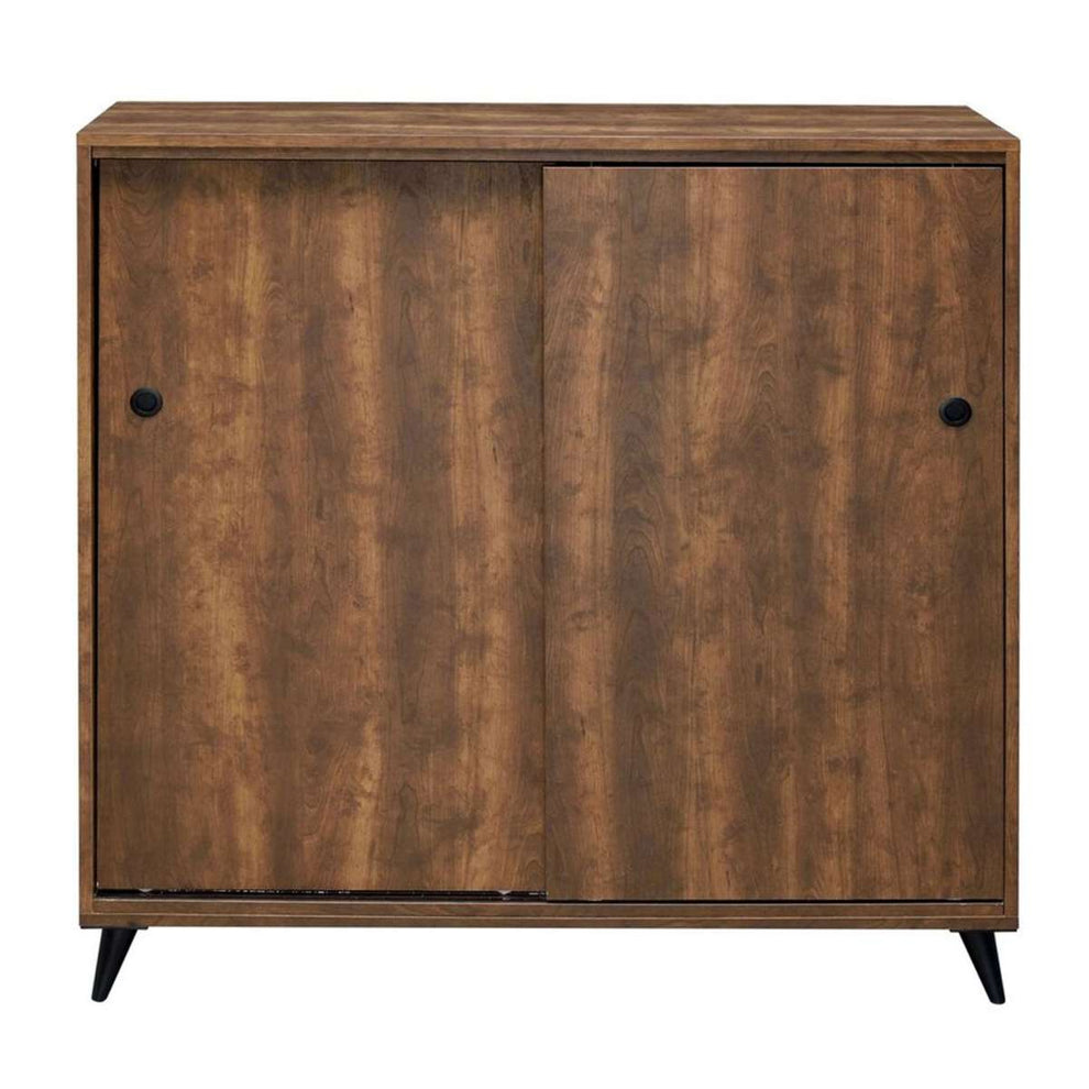 Wooden Shoe Cabinet With 2 Sliding Doors And Splayed Legs, Oak Brown By Benzara | Cabinets |  Modishstore  - 3