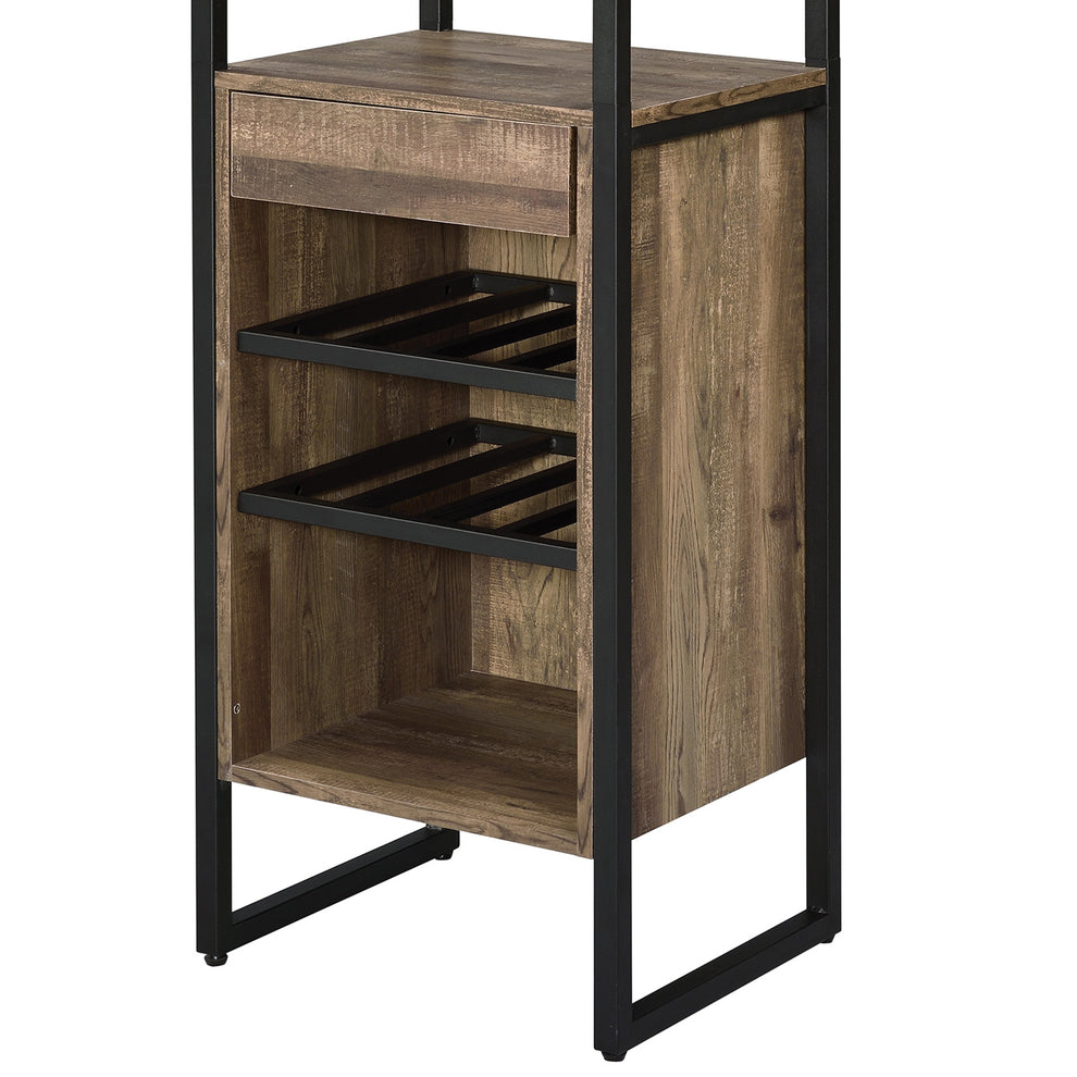 Industrial Wood And Metal Wine Rack With 3 Compartments, Brown And Black By Benzara | Hooks & Racks | Modishstore - 5