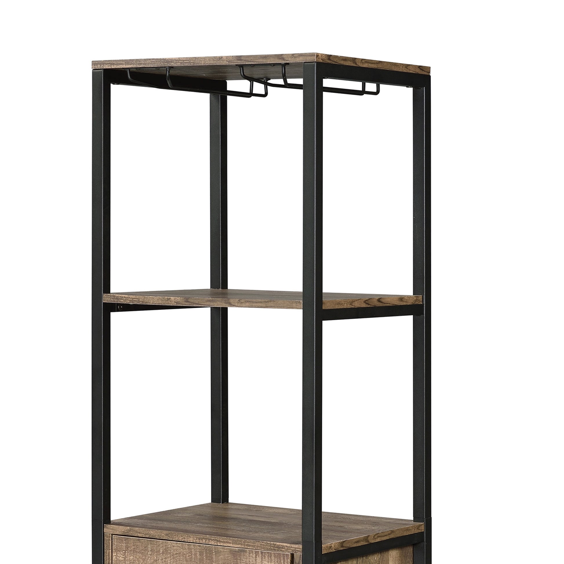 Industrial Wood And Metal Wine Rack With 3 Compartments, Brown And Black By Benzara | Hooks & Racks | Modishstore - 4