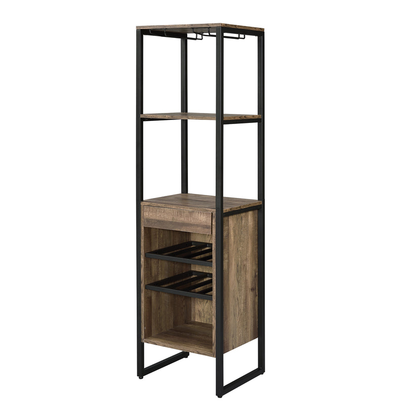 Industrial Wood And Metal Wine Rack With 3 Compartments, Brown And Black By Benzara | Hooks & Racks | Modishstore